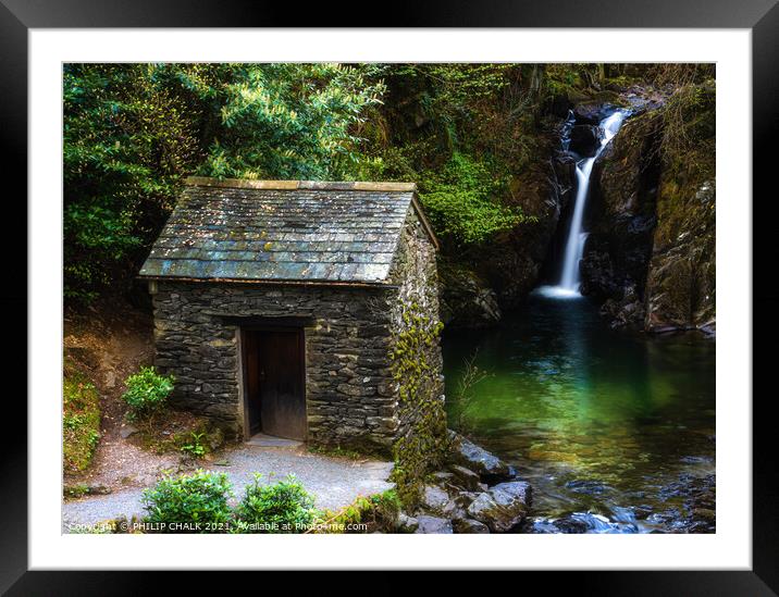 Rydal hall hut and waterfall 552 Framed Mounted Print by PHILIP CHALK