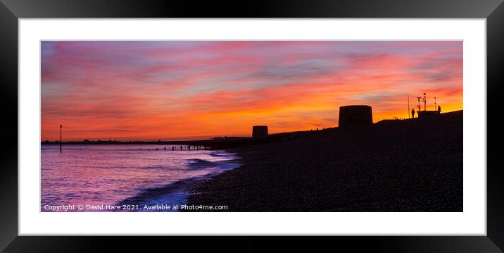 Martello Sunset Framed Mounted Print by David Hare