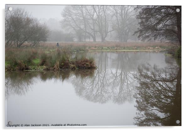 Fishing on a misty morning Acrylic by Alan Jackson