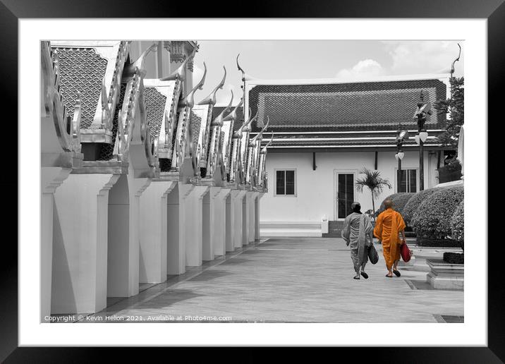 Two monks(selective colour) Framed Mounted Print by Kevin Hellon
