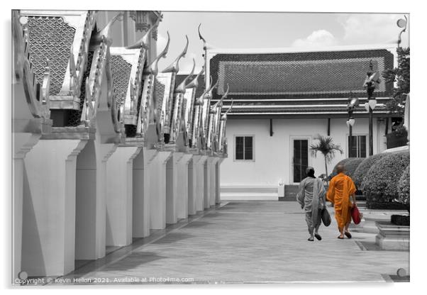 Two monks(selective colour) Acrylic by Kevin Hellon