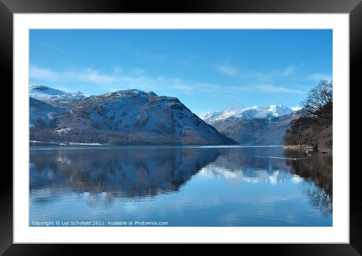 Winter Wonderland on Ullswater Lake Framed Mounted Print by Les Schofield