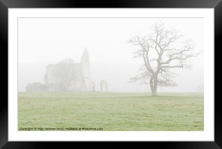 Nature and Old Stone on a Misty Morning Framed Mounted Print by Alan Jackson