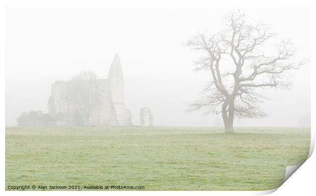 Nature and Old Stone on a Misty Morning Print by Alan Jackson