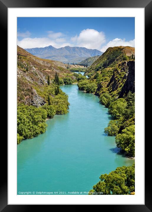 New Zealand landscape. Kawarau river Framed Mounted Print by Delphimages Art