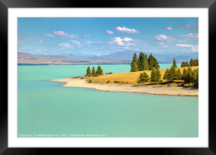 New Zealand landscape. Lake Pukaki  Framed Mounted Print by Delphimages Art