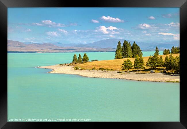 New Zealand landscape. Lake Pukaki  Framed Print by Delphimages Art