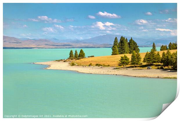 New Zealand landscape. Lake Pukaki  Print by Delphimages Art