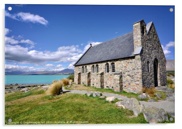 Lake Tekapo New Zealand Church of the Good Sheperd Acrylic by Delphimages Art