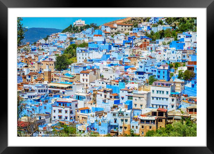 View of the blue city of Chefchaouen in Morocco Framed Mounted Print by Delphimages Art