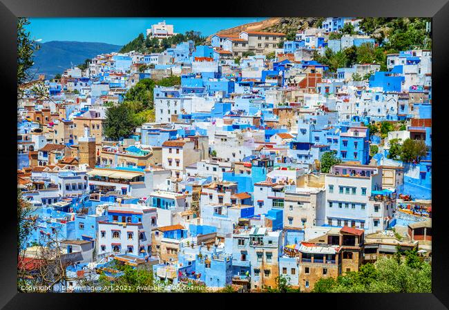 View of the blue city of Chefchaouen in Morocco Framed Print by Delphimages Art