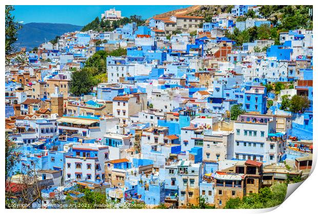 View of the blue city of Chefchaouen in Morocco Print by Delphimages Art