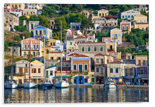 Symi harbour landscape, Dodecanese island, Greece Acrylic by Delphimages Art