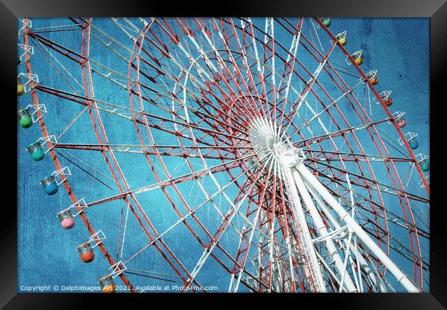 Ferris wheel, vintage carnival Framed Print by Delphimages Art