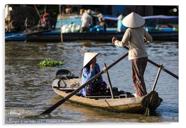 Water Taxi, Vietnam Acrylic by Ian Miller