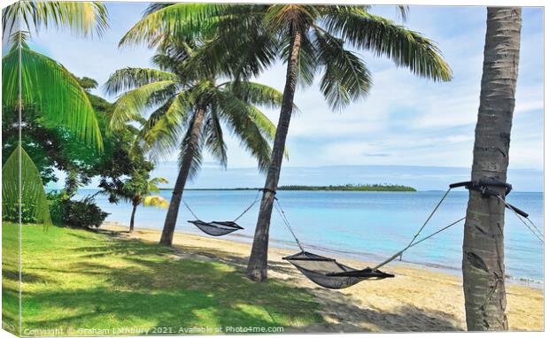 Available hammocks in Fiji Canvas Print by Graham Lathbury