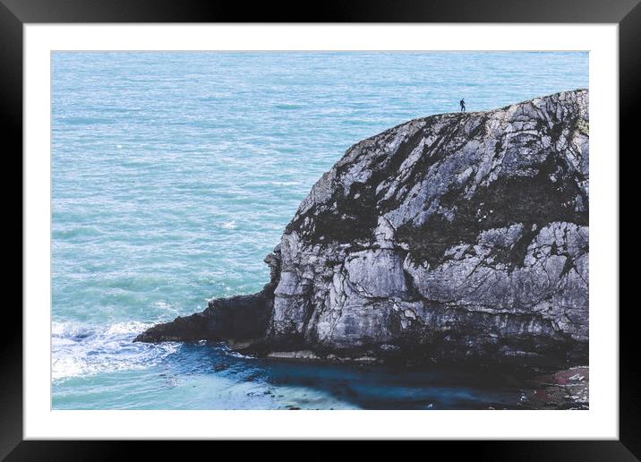 Wanderer Above the Jurassic Coast, United Kingdom  Framed Mounted Print by Awoken Photography UK