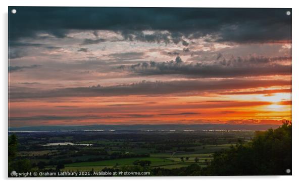 Sunset over the Severn Acrylic by Graham Lathbury