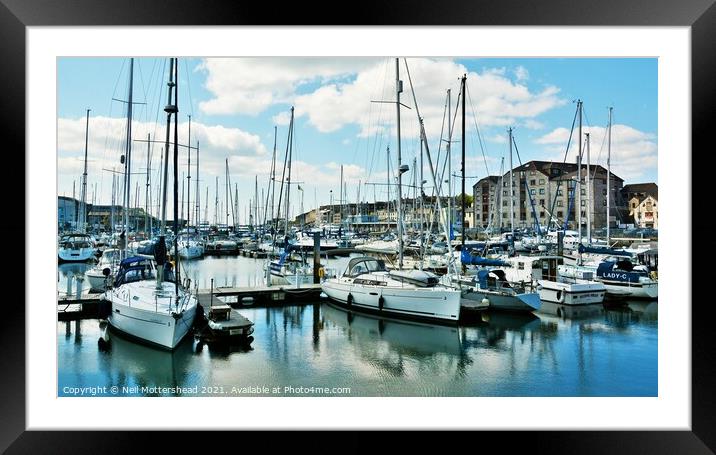 Yachts In Sutton Harbour, Plymouth. Framed Mounted Print by Neil Mottershead