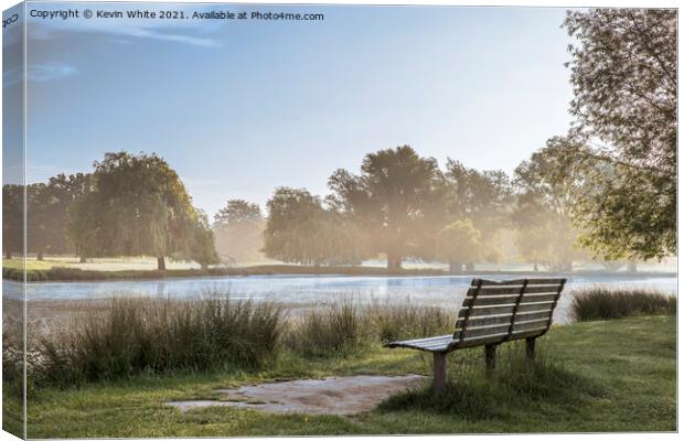 Sun mist at heron pond Canvas Print by Kevin White