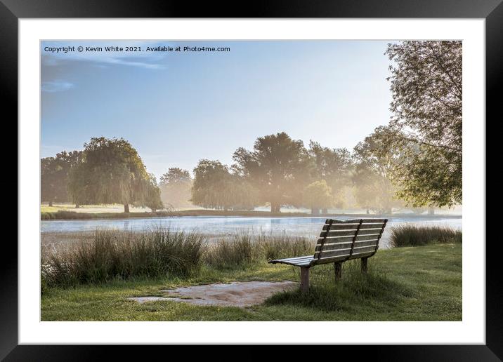 Sun mist at heron pond Framed Mounted Print by Kevin White