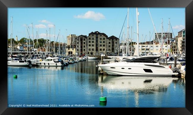 Sutton Harbour Reflections, Plymouth. Framed Print by Neil Mottershead
