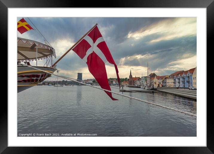 Soenderborg marina with the royal Dansih vessel Dannebrog, Denma Framed Mounted Print by Frank Bach