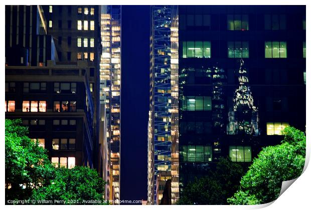 Apartment Buildings Chrysler Refflection Bryant Park New York Ci Print by William Perry