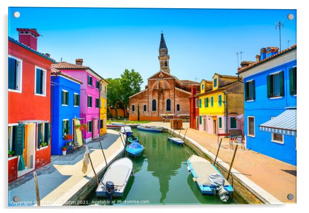 Burano Canal and Church. Venetian Lagoon Acrylic by Stefano Orazzini