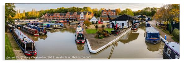 Braunston Marina Sunset Pano Acrylic by Gary Clarricoates