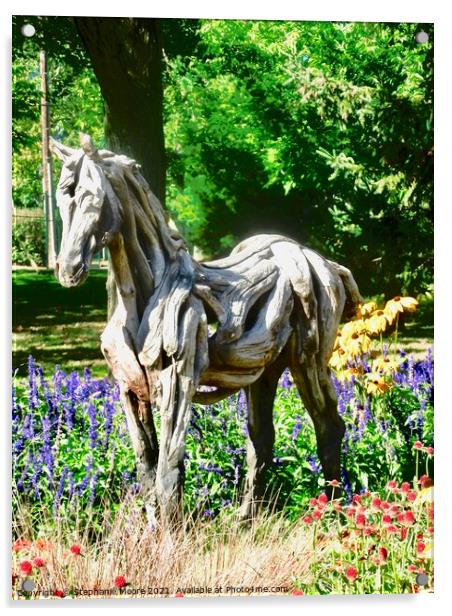 Wooden horse Acrylic by Stephanie Moore