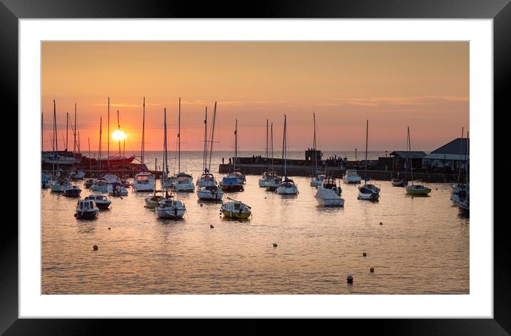 Sunset at Aberaeron harbour Framed Mounted Print by Leighton Collins