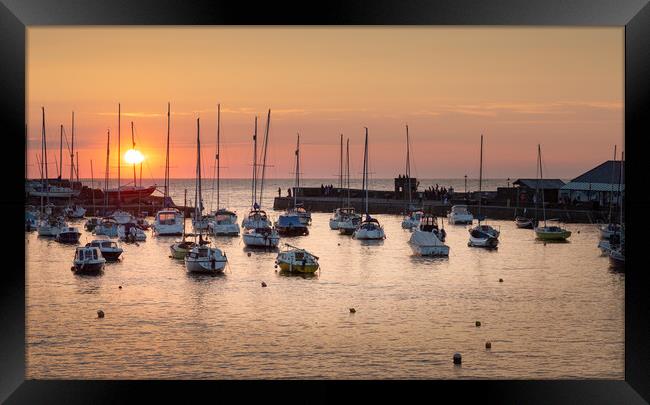 Sunset at Aberaeron harbour Framed Print by Leighton Collins