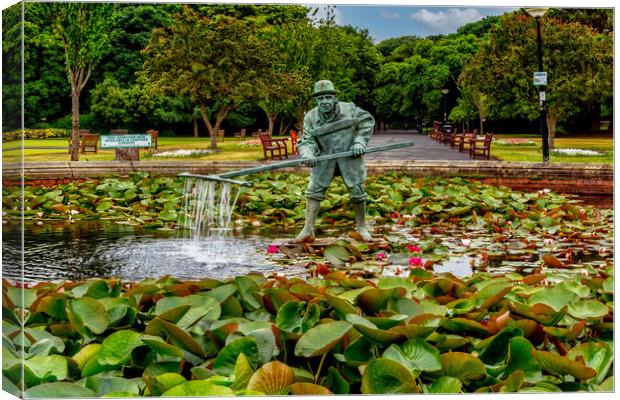 Shrimper Fountain in Lowther Gardens Canvas Print by Roger Green
