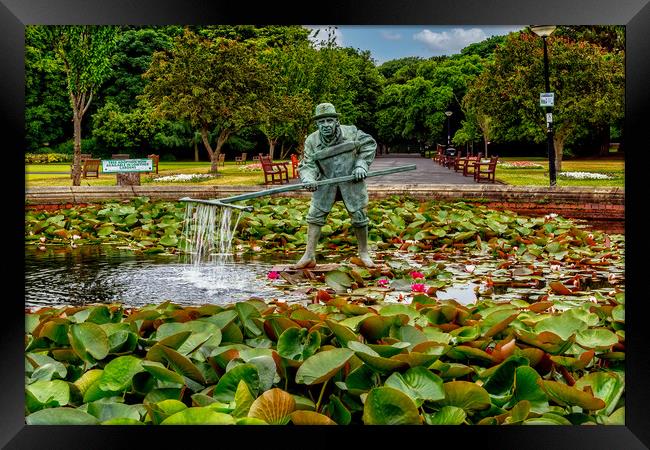 Shrimper Fountain in Lowther Gardens Framed Print by Roger Green
