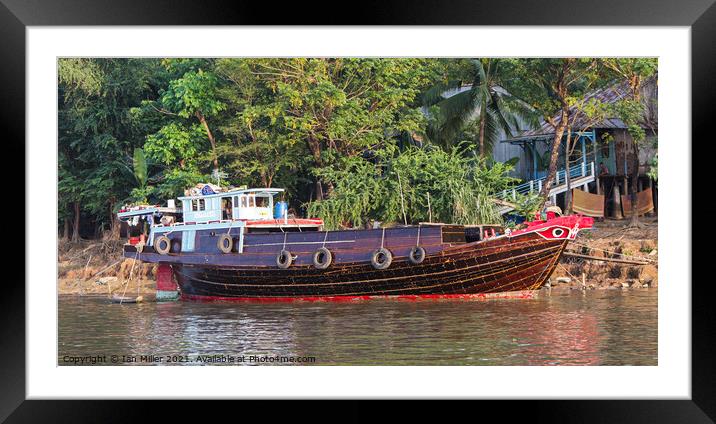 House Boat, Vietnam Framed Mounted Print by Ian Miller