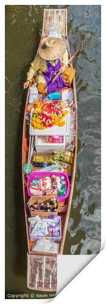 Boat vendor Print by Kevin Hellon