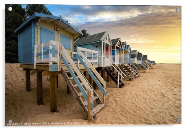 Wells Beach Huts Acrylic by Brett Gasser
