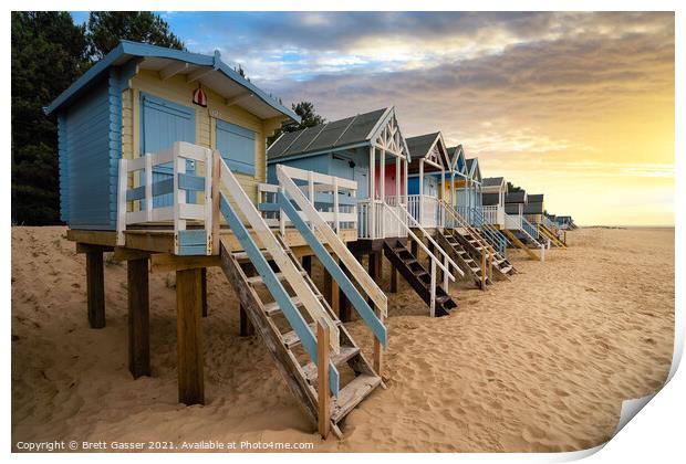 Wells Beach Huts Print by Brett Gasser