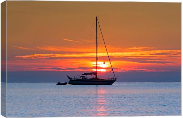 Sailing Boat at Sunset Canvas Print by Arterra 