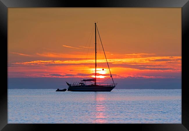 Sailing Boat at Sunset Framed Print by Arterra 