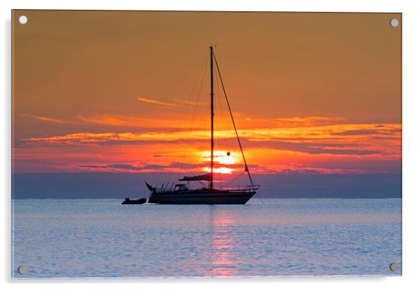 Sailing Boat at Sunset Acrylic by Arterra 