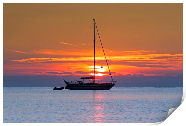Sailing Boat at Sunset Print by Arterra 