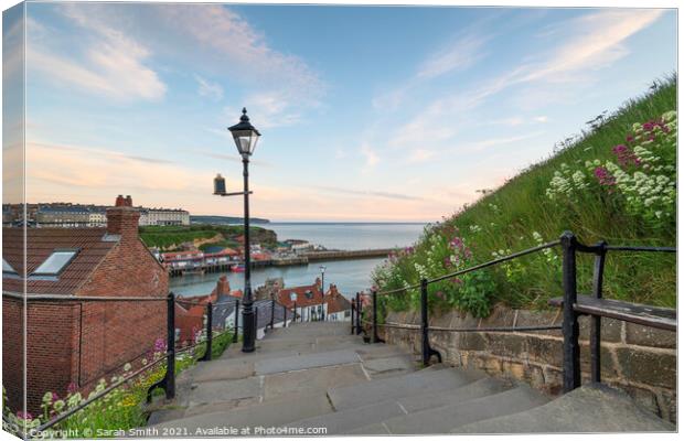 Whitby 199 Steps Canvas Print by Sarah Smith