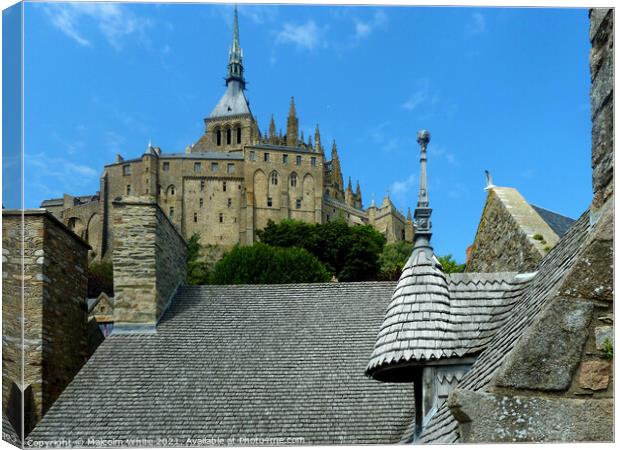 Mont Saint Michel The Abbey from the Lower Fortifications  Canvas Print by Malcolm White