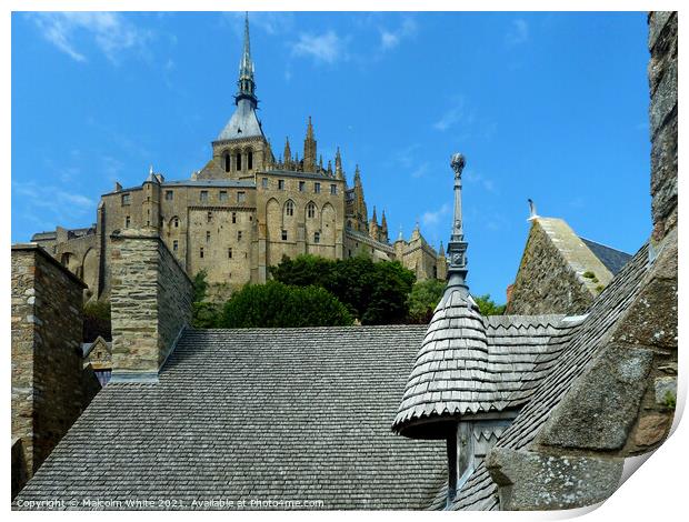 Mont Saint Michel The Abbey from the Lower Fortifications  Print by Malcolm White