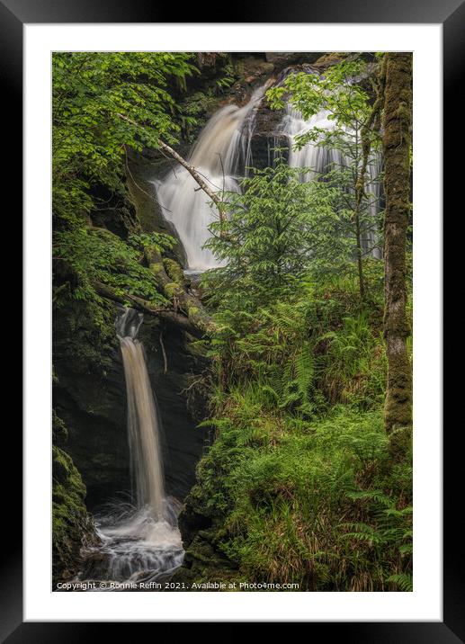 Glenbranter Waterfall Framed Mounted Print by Ronnie Reffin