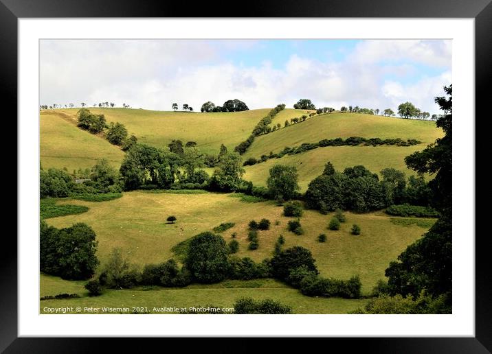 English countryside near Newcastle on Clun, Shrops Framed Mounted Print by Peter Wiseman