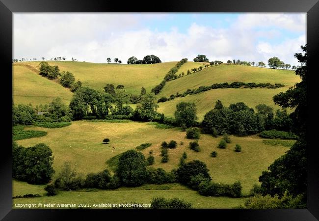 English countryside near Newcastle on Clun, Shrops Framed Print by Peter Wiseman
