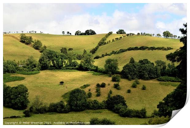 English countryside near Newcastle on Clun, Shrops Print by Peter Wiseman